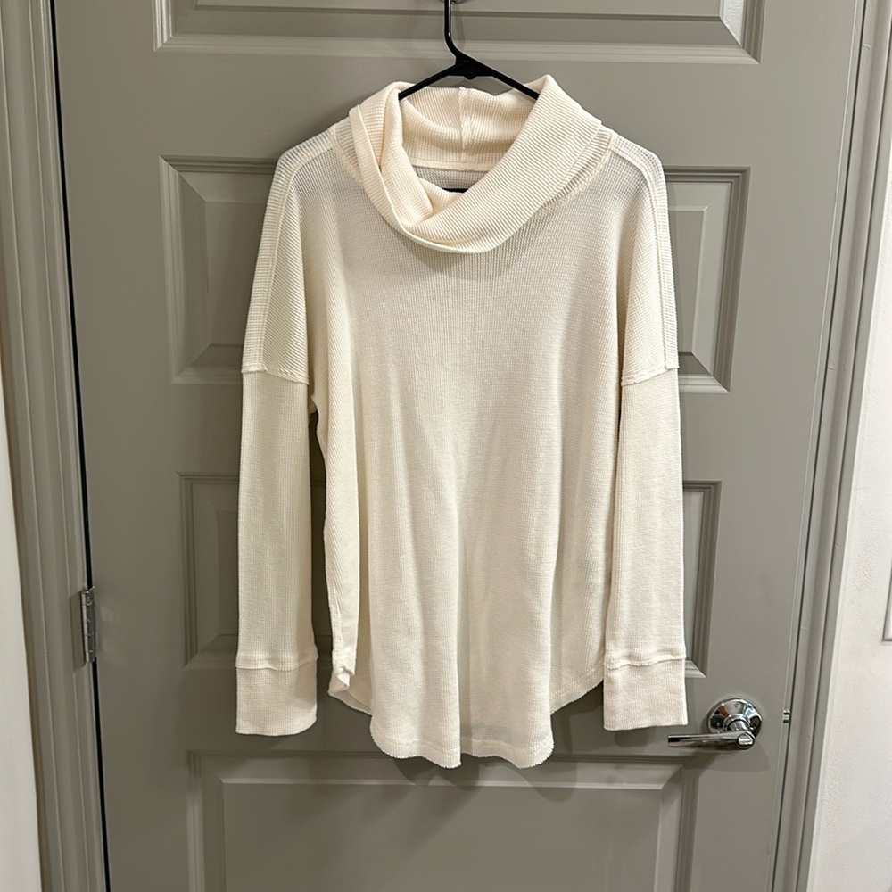 Maeve by Anthropologie waffle knit cream tunic size L